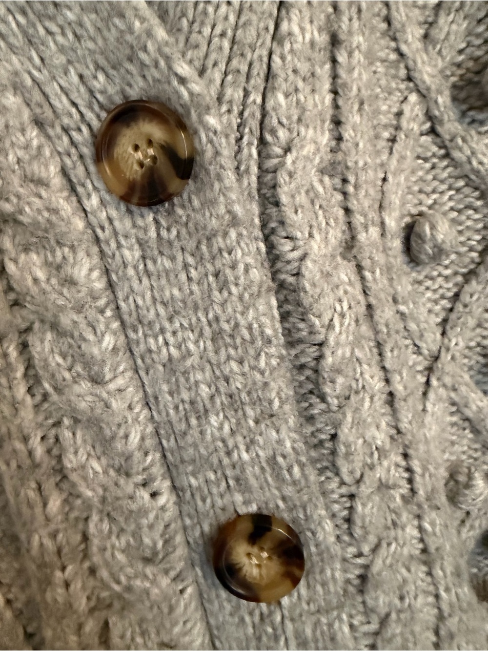 cupcakes & cashmere Light Gray Cable-Knit Bobble Cardigan with Pockets - Picture 3 of 7